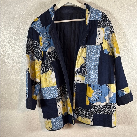 Alfred Dunner Navy Quilted Print Lightweight Reversible Jacket Size 1x - Picture 1 of 6